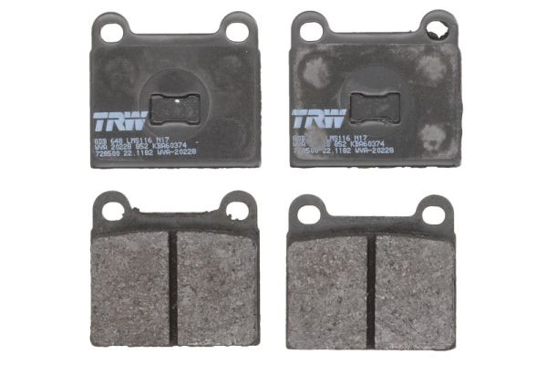 Přední Sada brzdových destiček, AUDI 80 B1, 80 B2; VW DERBY, GOLF I, JETTA I, PASSAT B1, PASSAT B2, POLO, POLO CLASSIC, SANTANA, SCIROCCO 0.9-1.6D 05.72-09.94